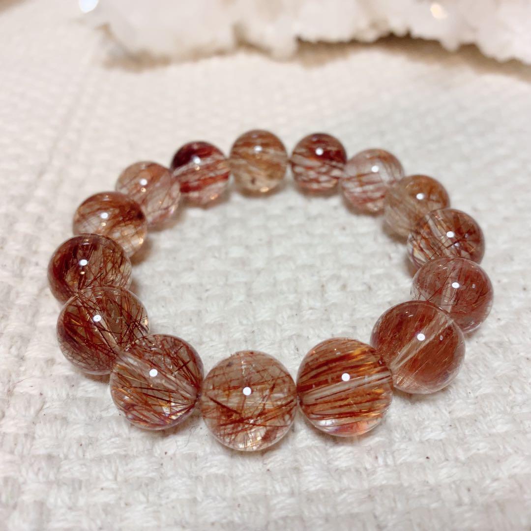 ★ 1/31まで値下　美麗【レッドルチルクォーツ】13mmブレスレット