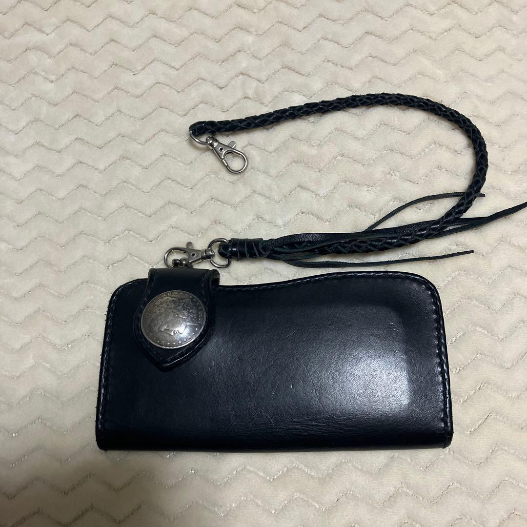 (訳あり)バイカーズ　ロングウォレット　レザー　　レザーウォレットチェーン