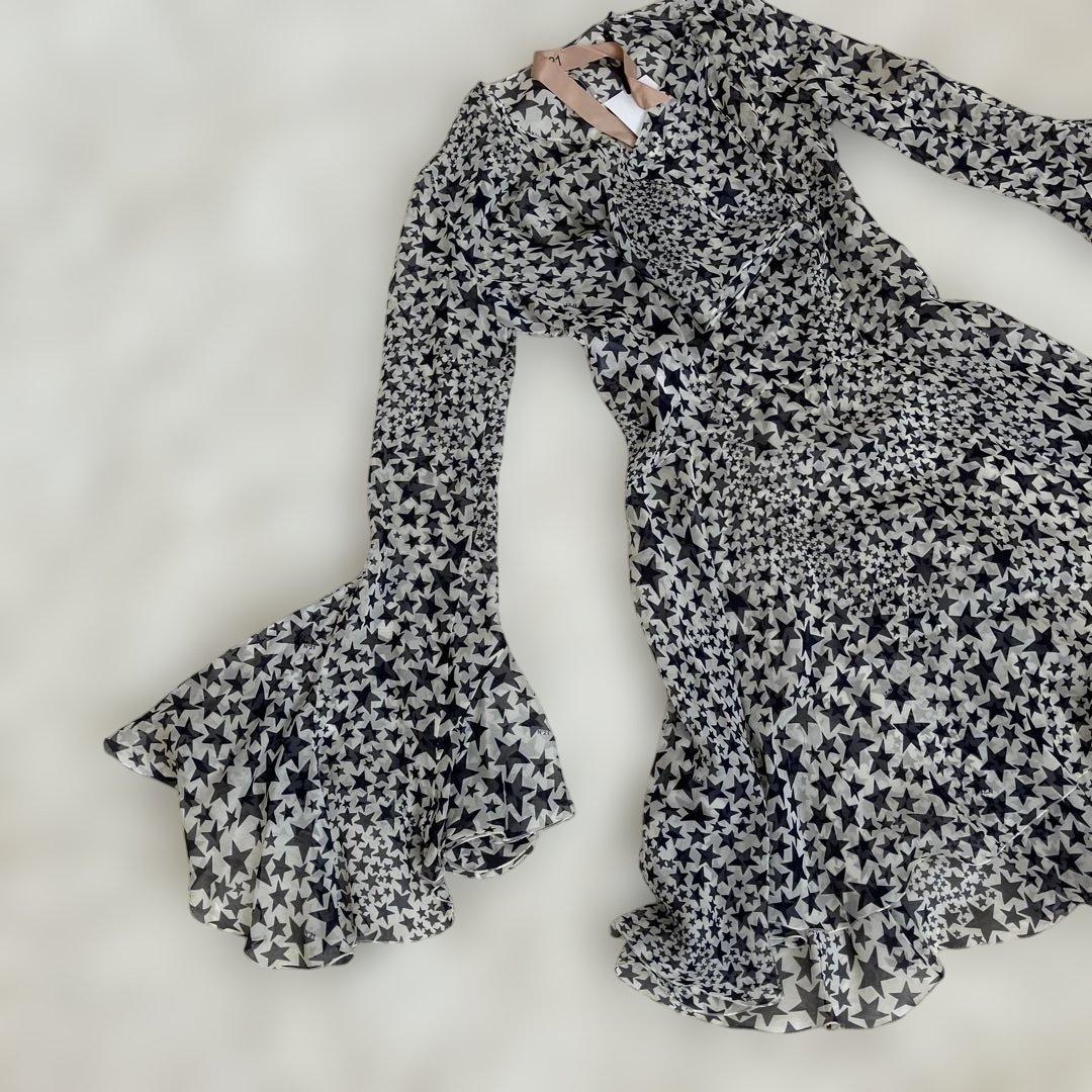 【美品】N°21 シフォンワンピース 絹100% スター 星柄 フレア
