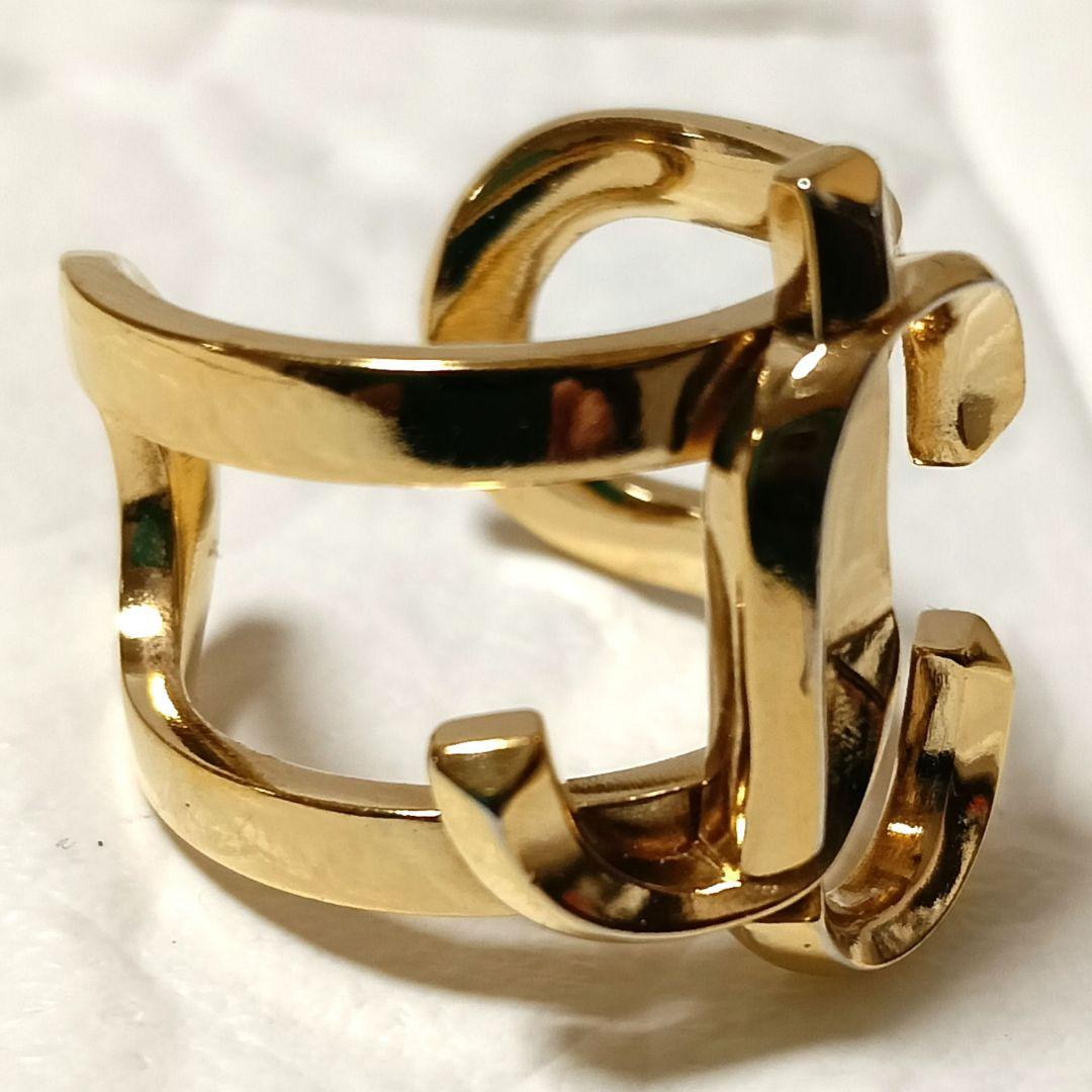 572【美品】JIMMY CHOO JCモノグラムリング 9号 箱 保存袋付き