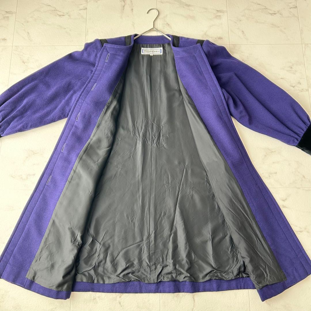 YVES SAINT LAURENT ベロア切替 ロングコート vintage