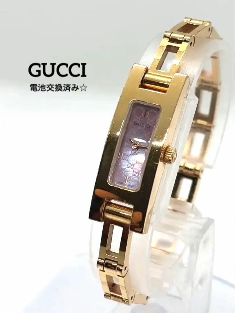 【新品電池】GUCCI ピンクシェル 3900L ゴールド レディース腕時計