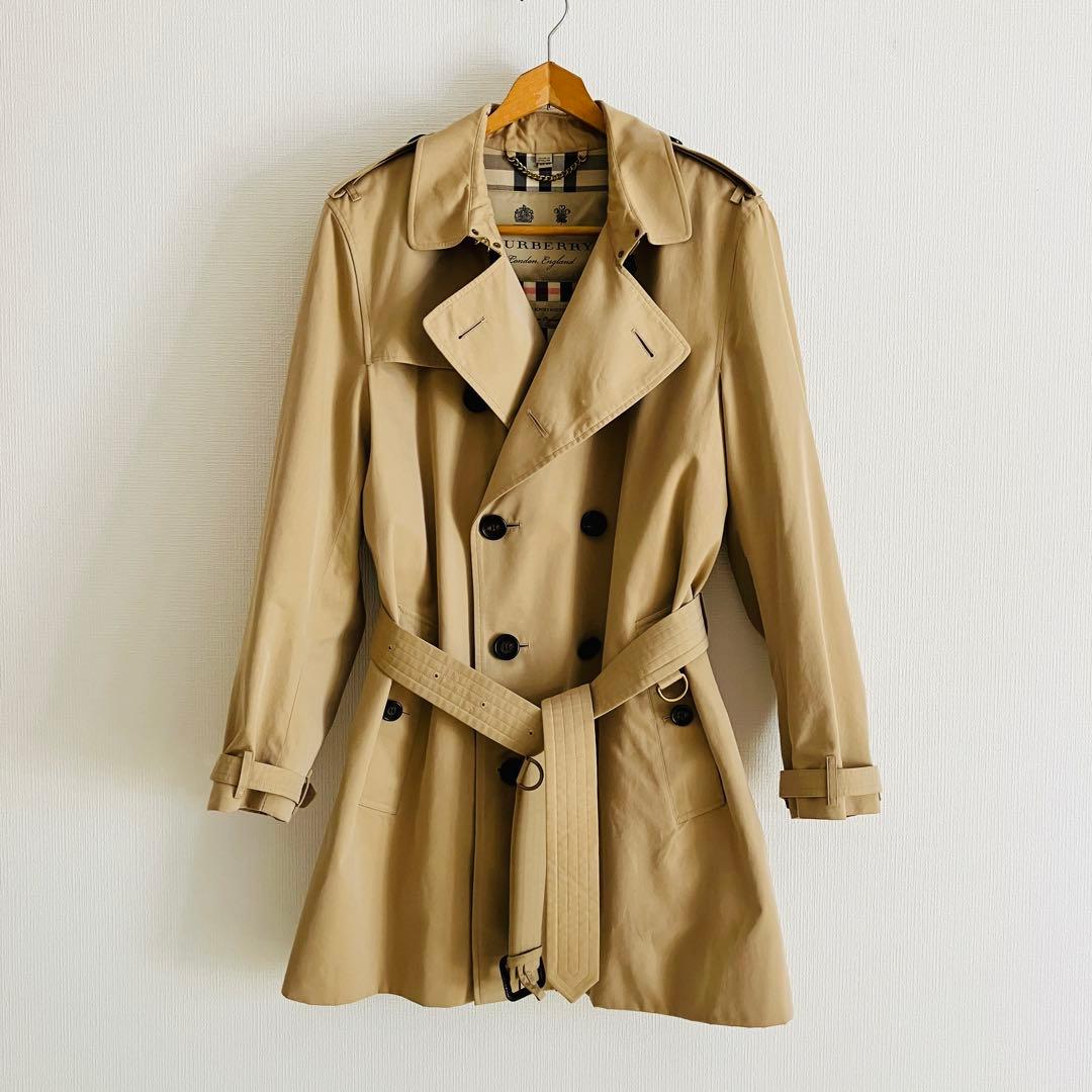 バーバリー ケンジントン トレンチコート メンズ ハニーベージュ コットン 美品