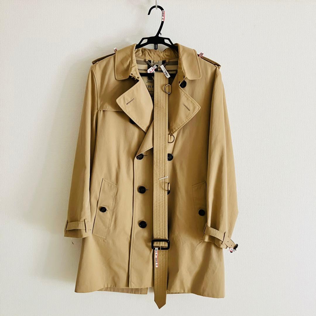バーバリー ケンジントン トレンチコート メンズ ハニーベージュ コットン 美品