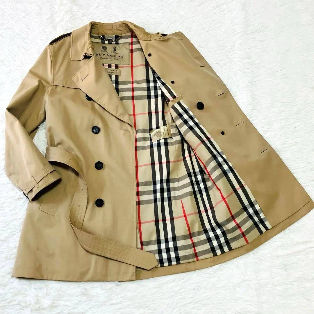 バーバリー ケンジントン トレンチコート メンズ ハニーベージュ コットン 美品