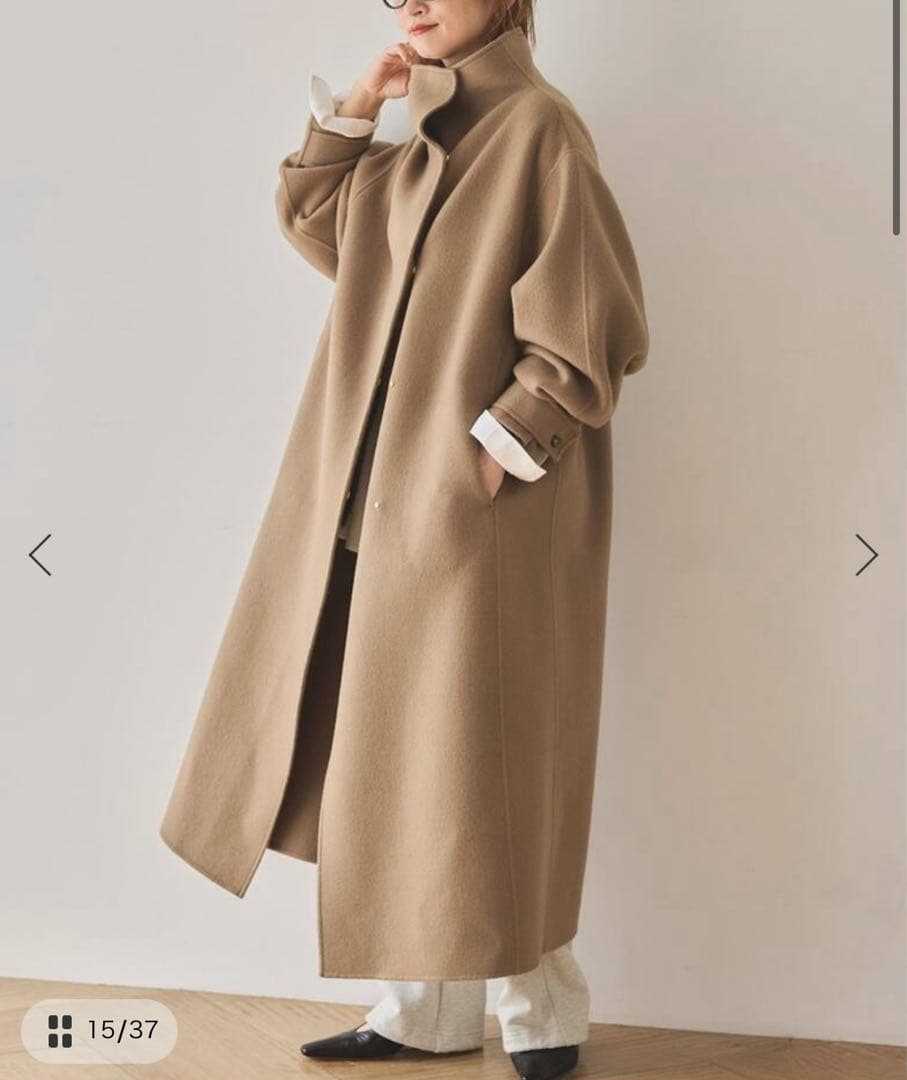 spick & span ビーバーニュアンスカラーオーバーコート　キャメル　36