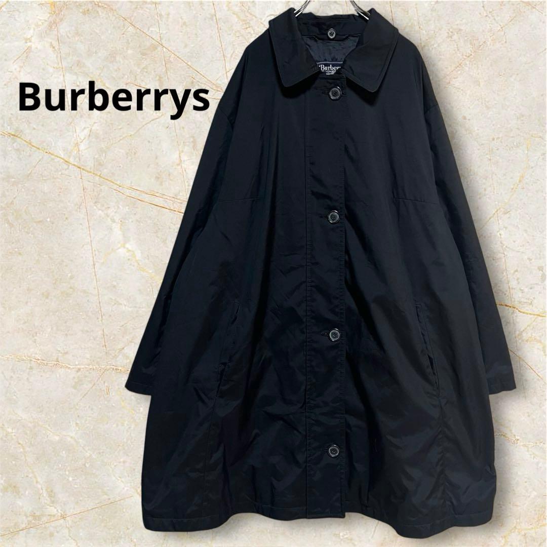 【Burberrys】ロングコート ブラック ステンカラー オーバーサイズ