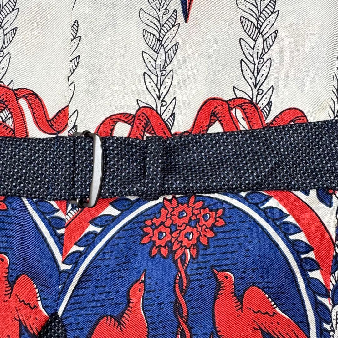 グッチ ジレ ベスト シルク100 ウール 切替 総柄 イタリア製 グレー 46