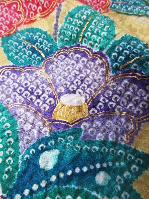 美品！絞り＊花車＊金彩＊ラグジュアリー＊振袖＊トールサイズ＊１６８ｃｍ＊裄６８