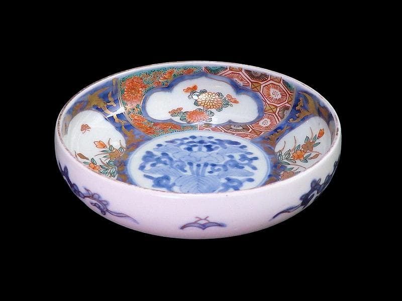 古伊万里　色絵　窓絵　菊に桔梗の図　膾皿　５客　C001AS-CWa