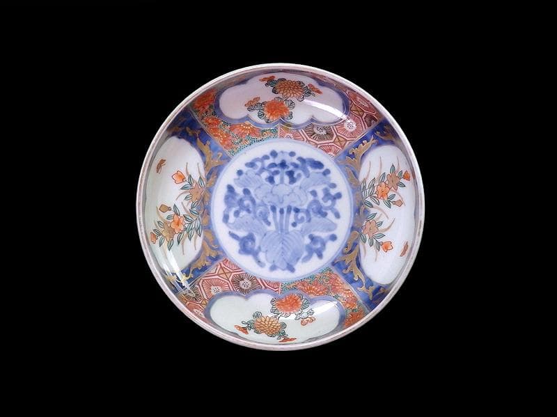 古伊万里　色絵　窓絵　菊に桔梗の図　膾皿　５客　C001AS-CWa