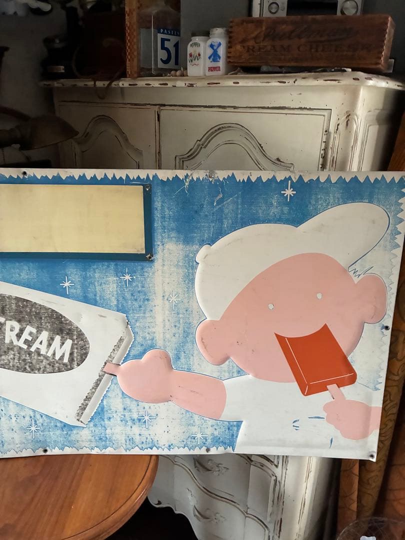 アンティーク　メタル　サイン　プレート　看板　ICE CREAM アメリカ　レア