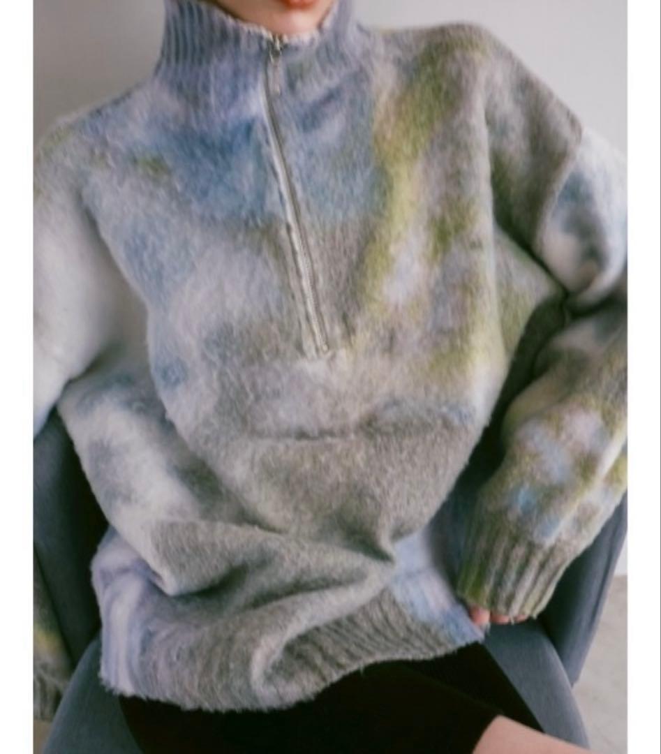 フラワープリントハーフジップニット　sahara