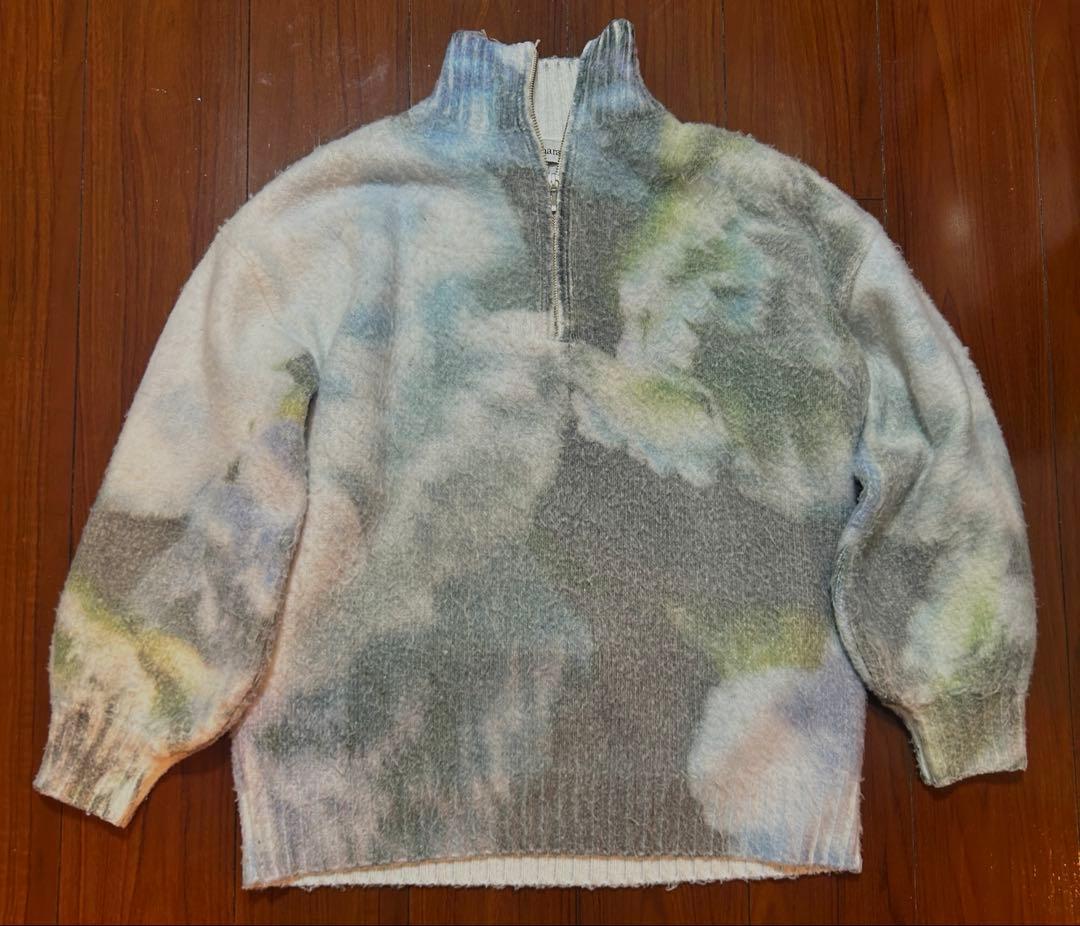 フラワープリントハーフジップニット　sahara