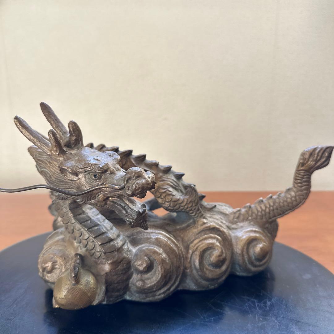 砂原放光 雲龍 鋳物 放光作 辰 龍 古美術 骨董 縁起物 置物 床間 伝統工芸