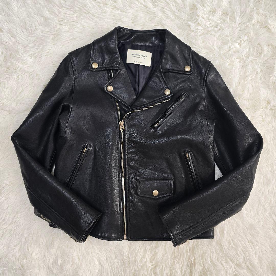 美品✨Beautiful people　ダブルライダースジャケット 150