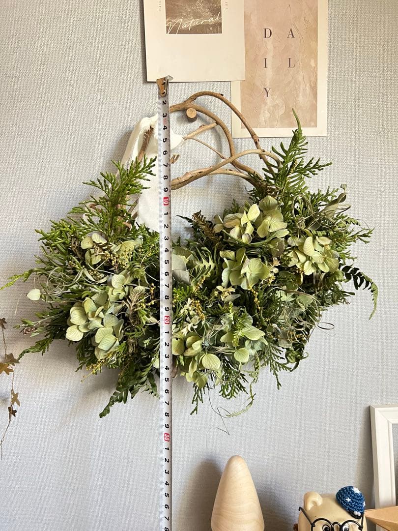 ミモザ蕾⑅︎*秋色アジサイのグーリン軽やか♪ハーフリース⋆︎*