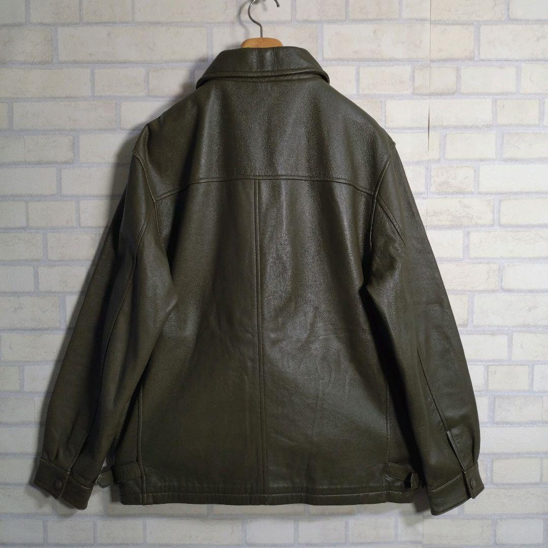 リアルレザー★レアカラー 羊革 シングル ライダースジャケット 革ジャン L程度