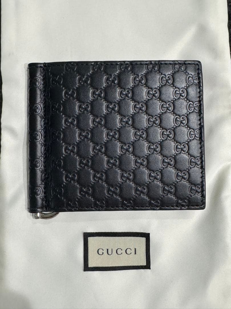 GUCCI グッチ 財布 マネークリップ マイクログッチシマレザー ブラック