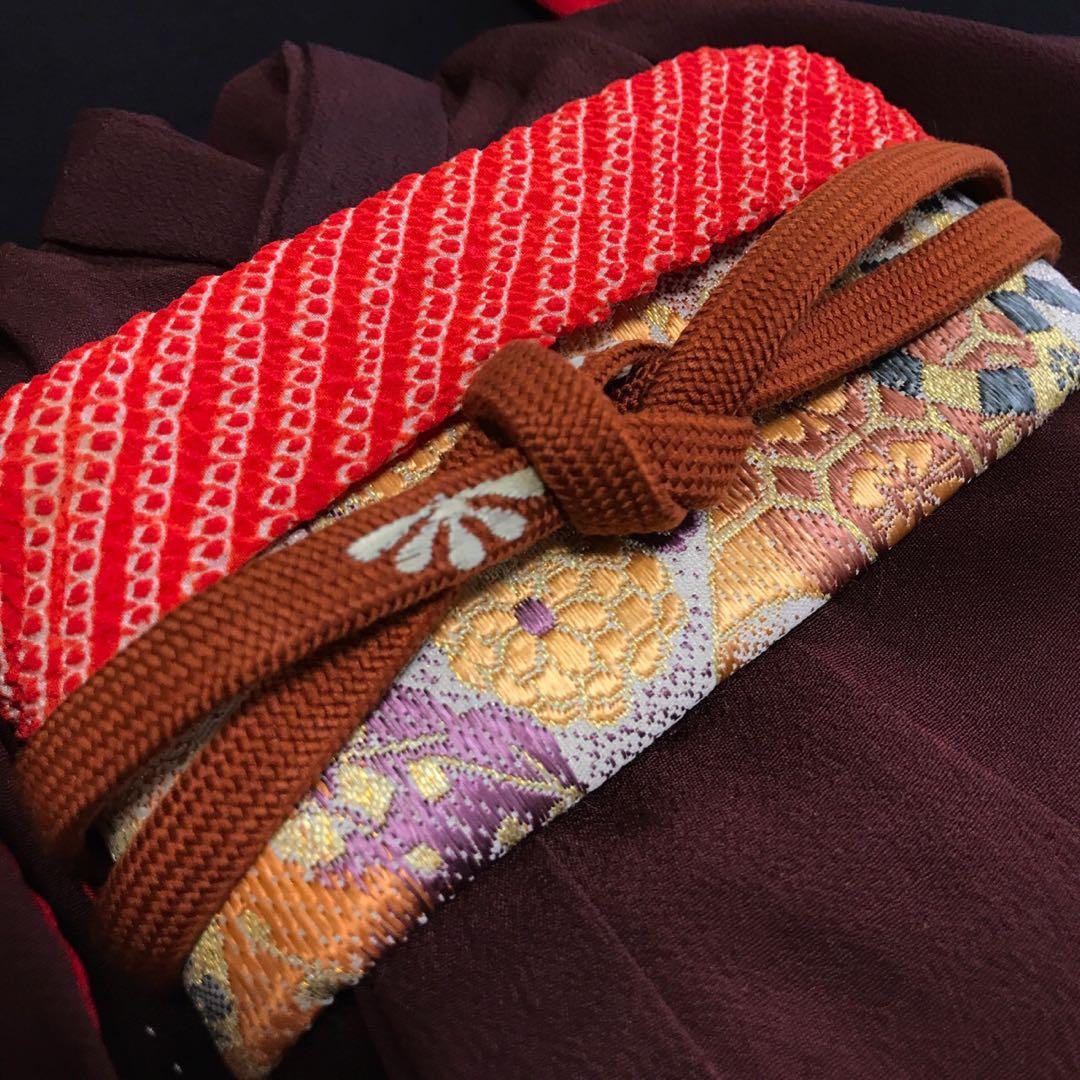 ＊ 市松人形 10号 錦紗縮緬 アンティーク 着物 帯 ＊