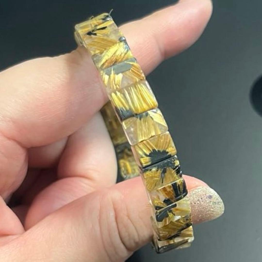 最終価格 ヘマタイトタイチンルチルクォーツ バングル