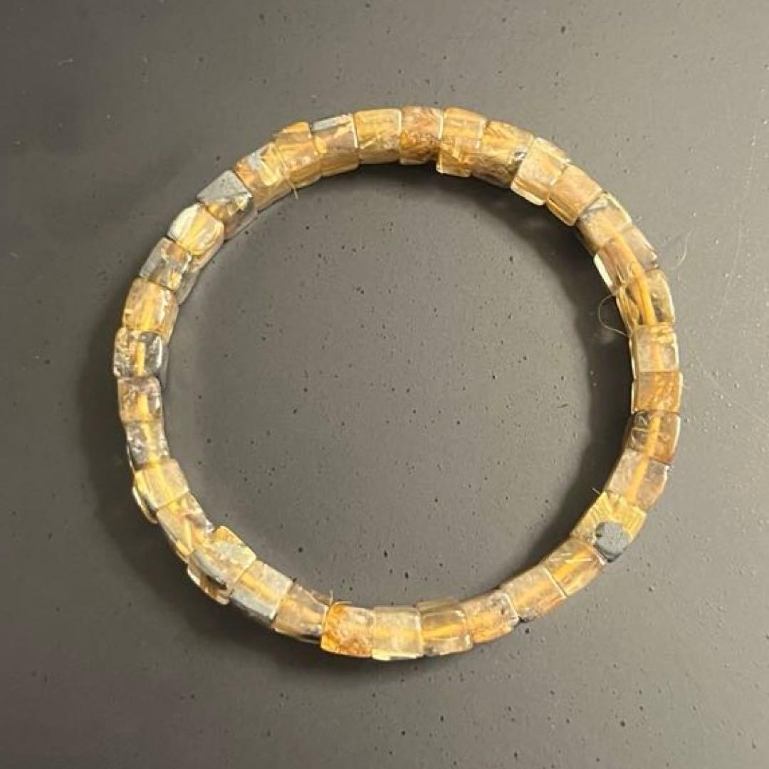 最終価格 ヘマタイトタイチンルチルクォーツ バングル