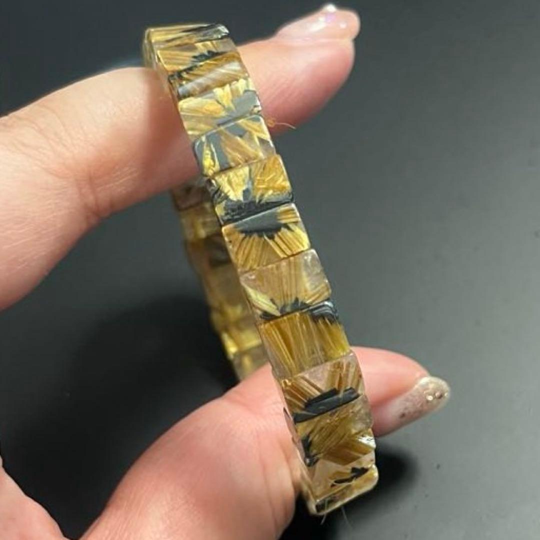 最終価格 ヘマタイトタイチンルチルクォーツ バングル