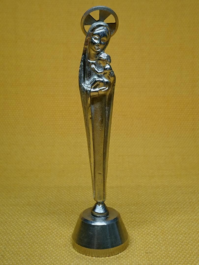 【美品】宗教美術　マリア　イエス　キリスト　金属　置物　工芸品　美術品A2897