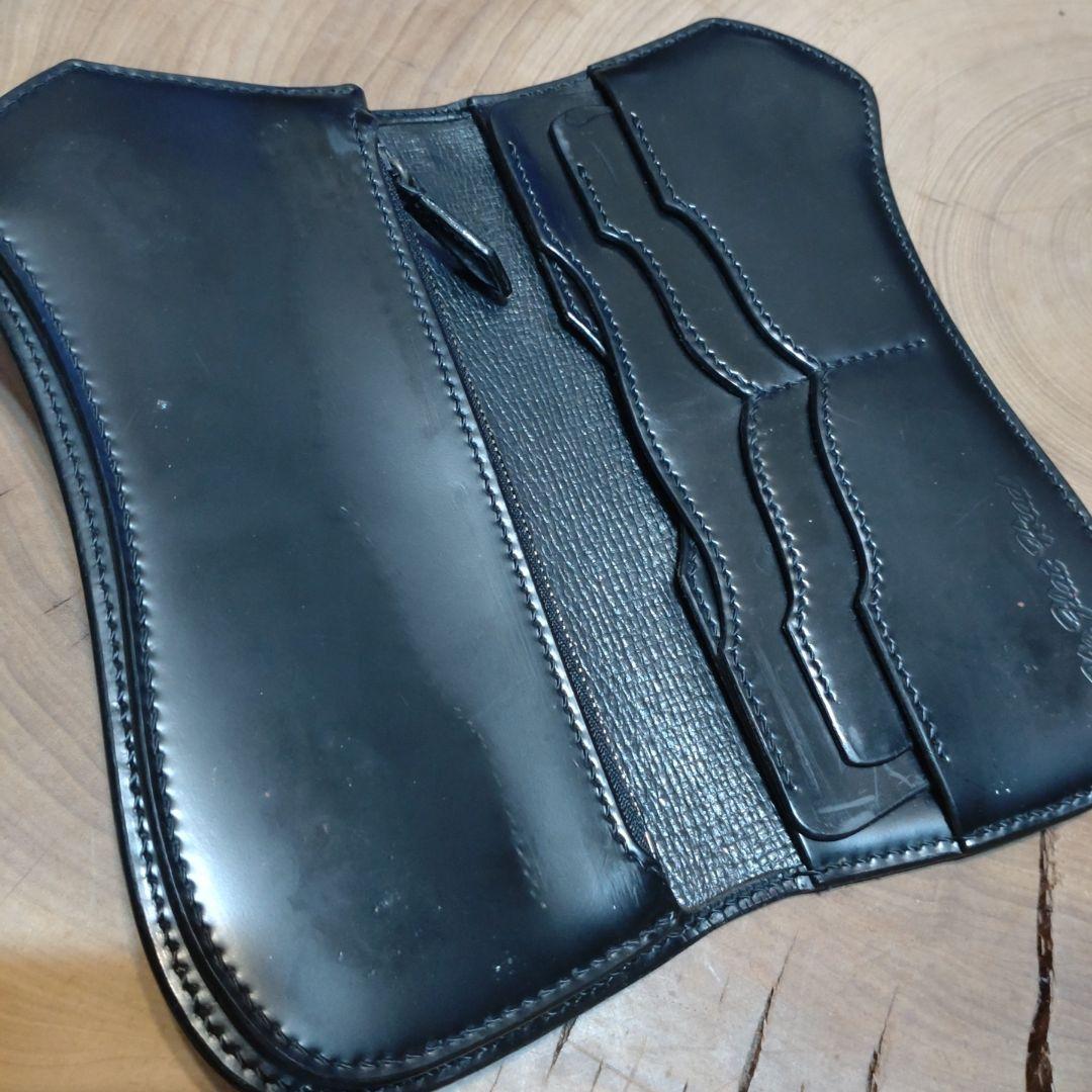 専用品　フラットヘッド　大型コンチョ付　コードバン長財布　ブラック