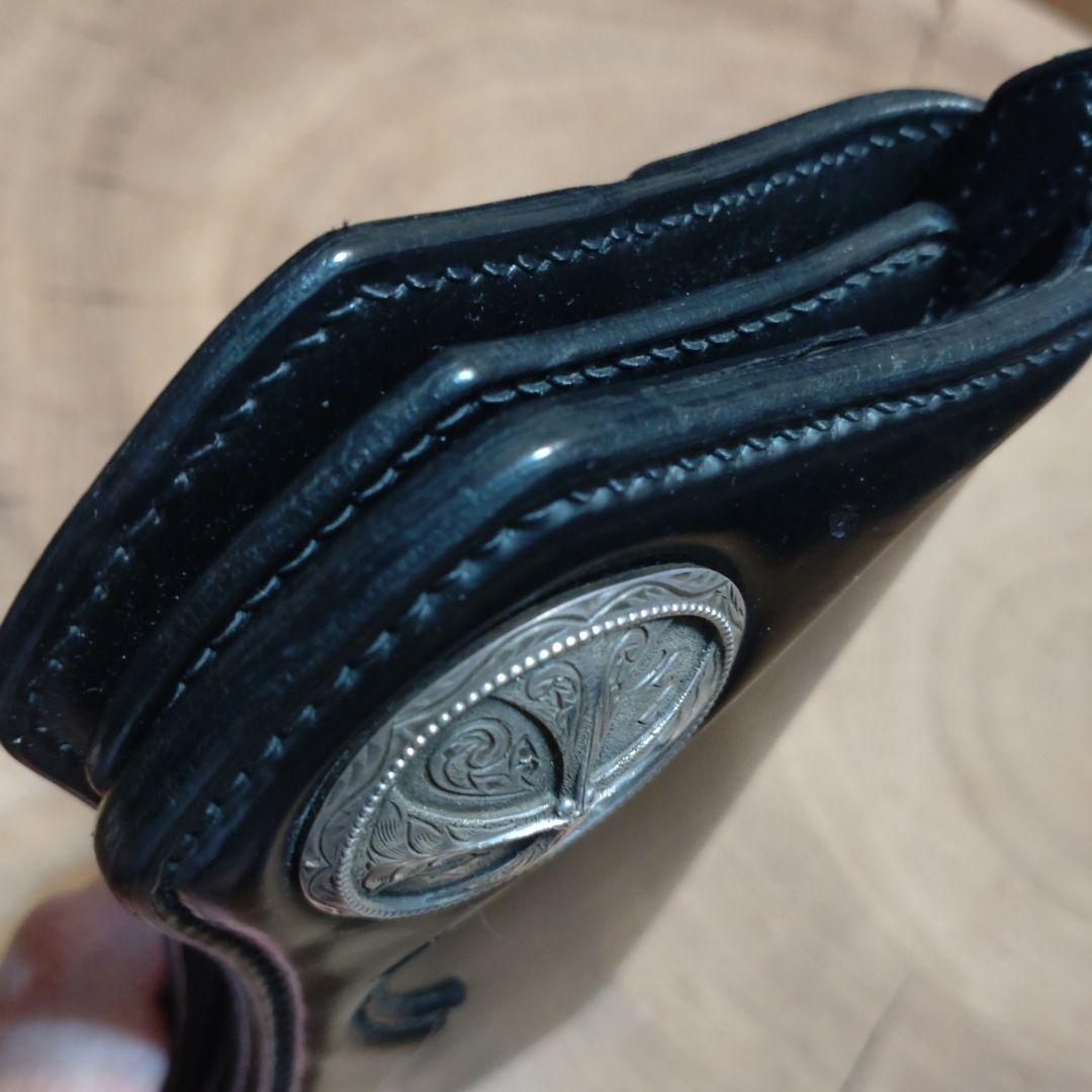 専用品　フラットヘッド　大型コンチョ付　コードバン長財布　ブラック