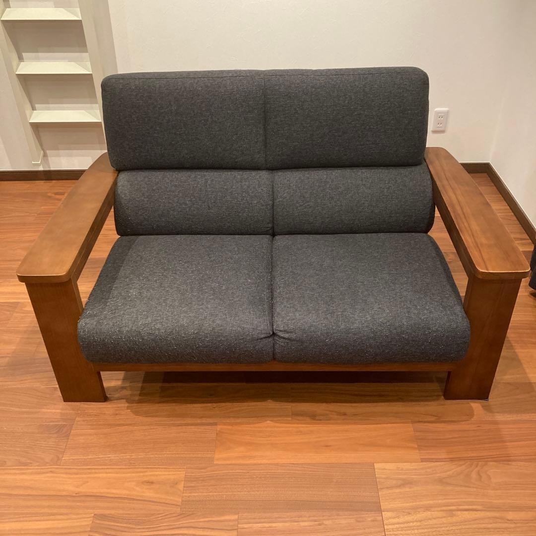 ソファNC779 2人掛け ブラック/ウォールナット