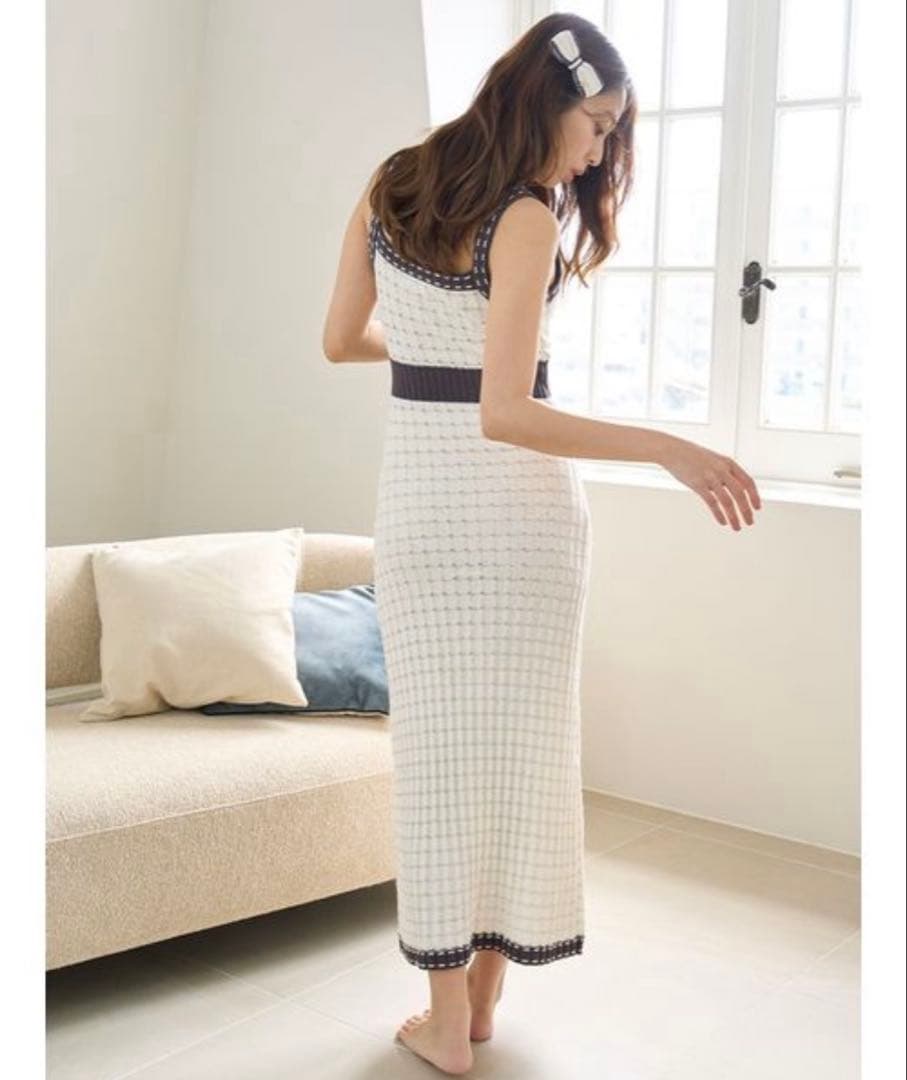 タグ付き　スナイデルホーム　ラメニットツイードワンピース