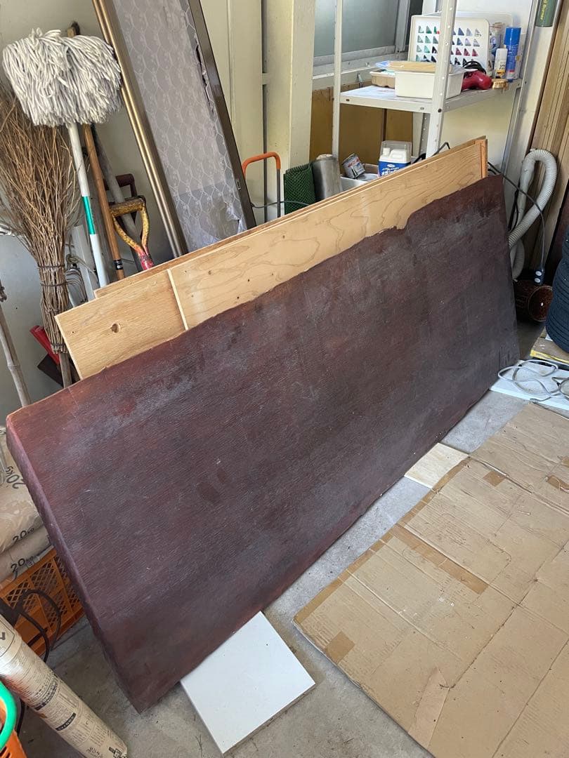 値下げ　一枚板　テーブル　天板の板のみ　キズ汚れ多数　倉庫保管で状態良くないです