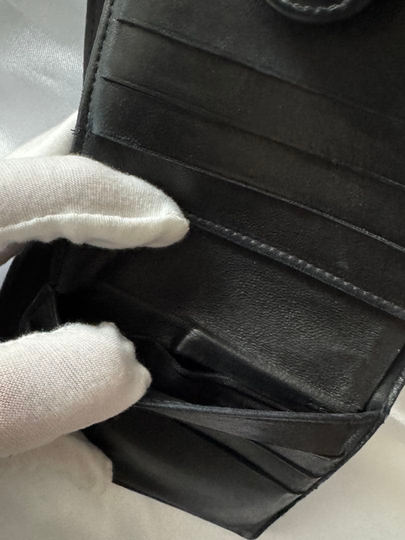 CHANEL ブラック レザー 二つ折り財布