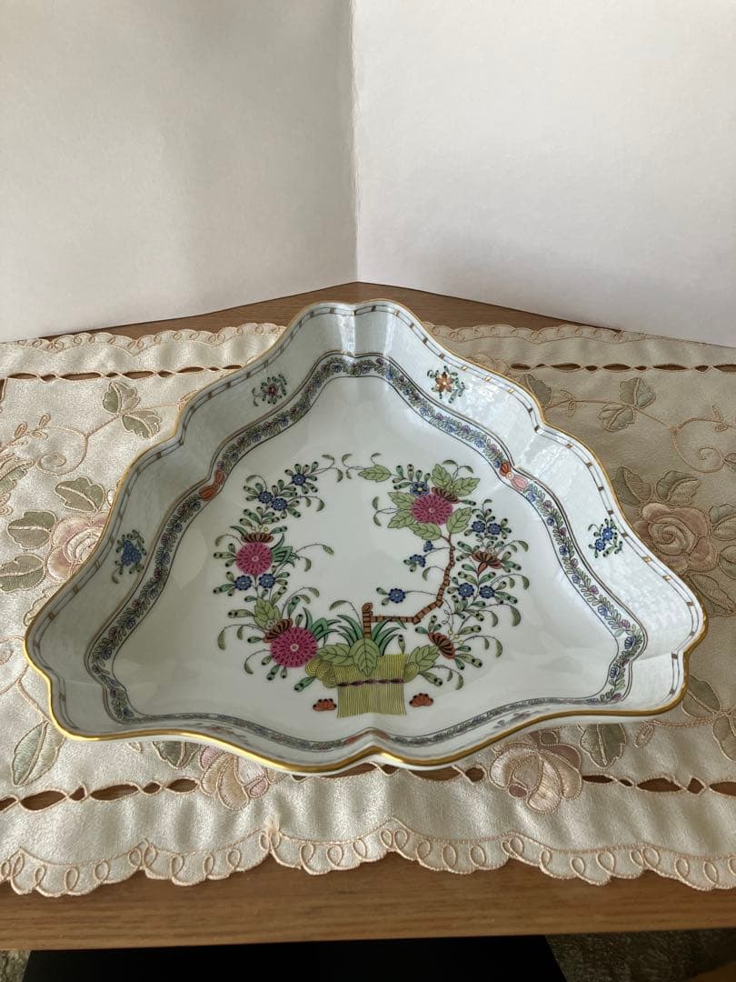 ヘレンド インドの華 多彩 トライアングル 皿 美品