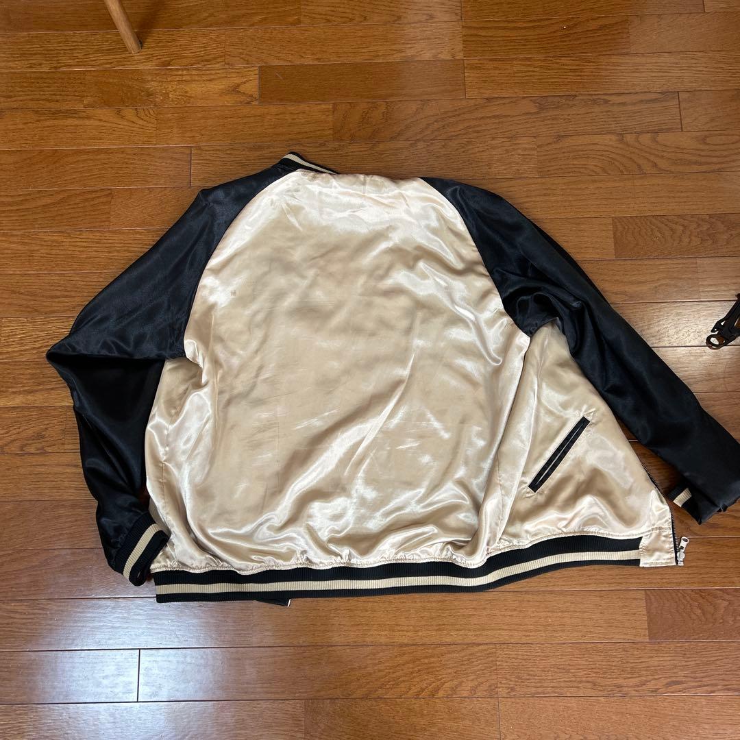 スカジャン 黒/ゴールド　抜刀娘　ＸXＬ　大きいサイズ