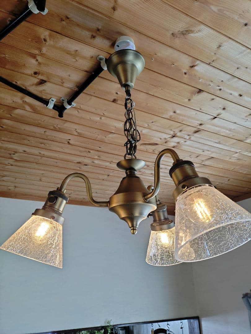 希少 真鍮 アンティークガラス リビングライト