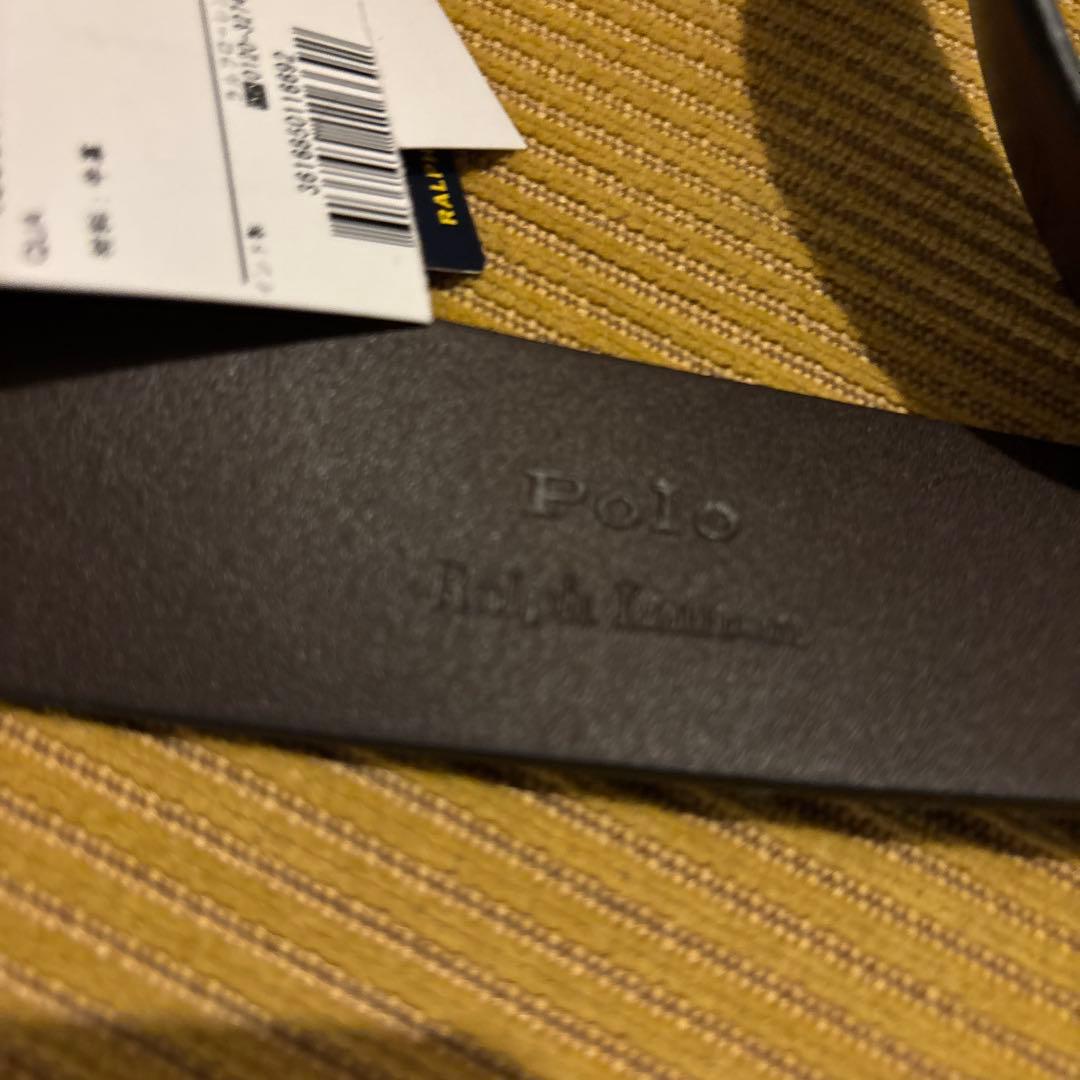 タグ付未使用 ポロラルフローレン 本革レザー 太ベルト ブラウン 34/85