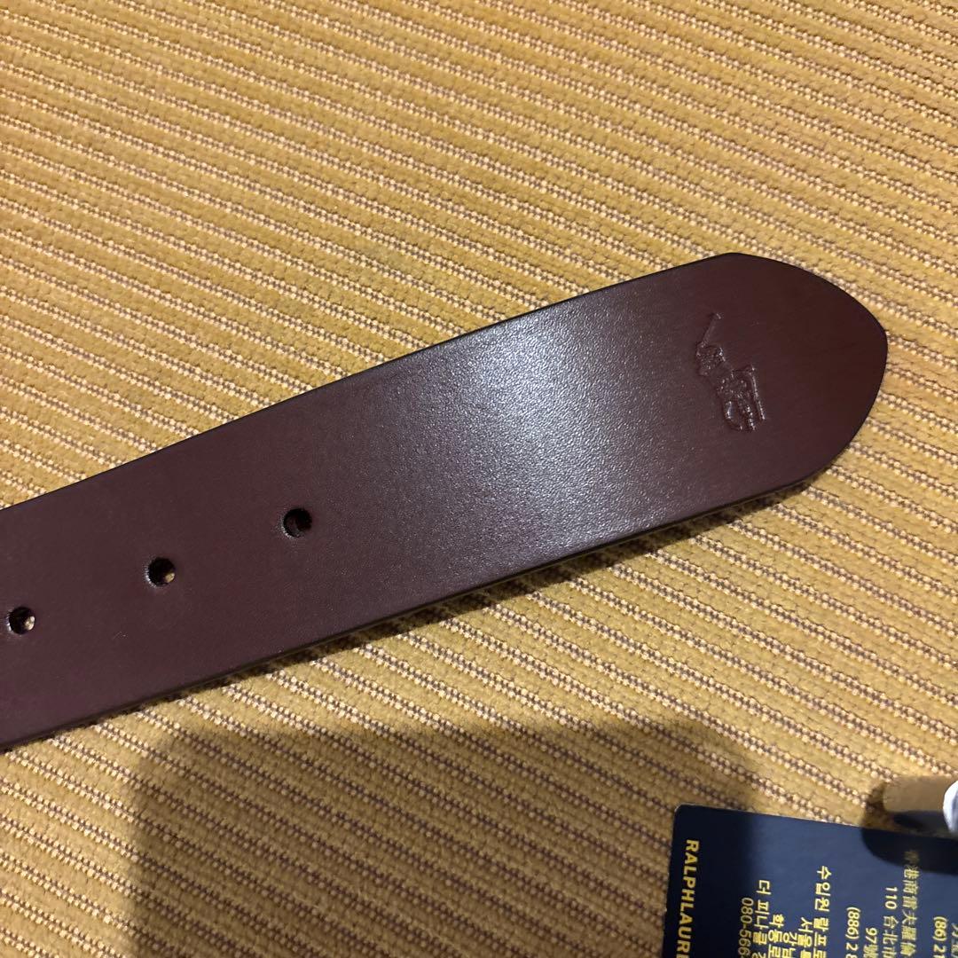 タグ付未使用 ポロラルフローレン 本革レザー 太ベルト ブラウン 34/85