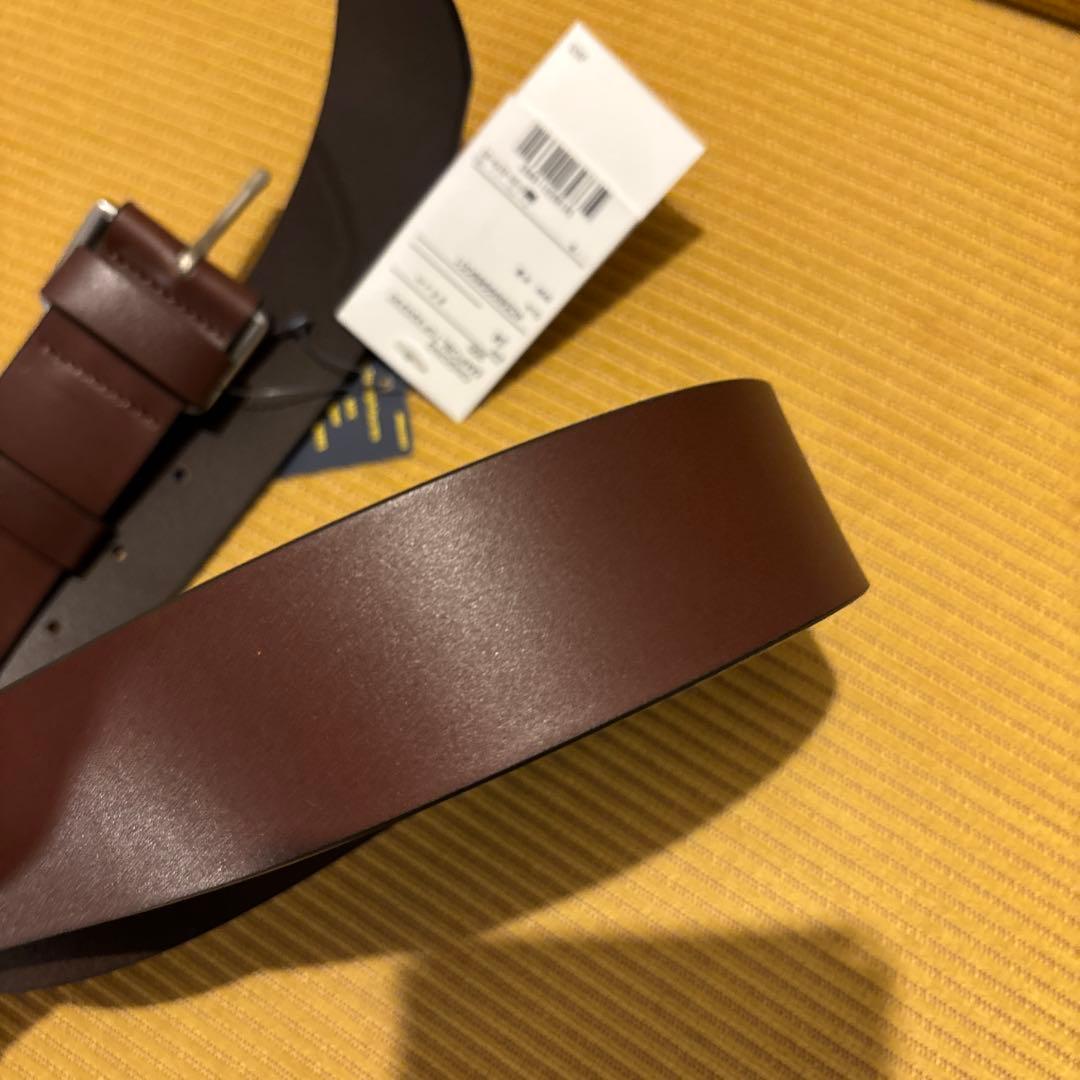 タグ付未使用 ポロラルフローレン 本革レザー 太ベルト ブラウン 34/85