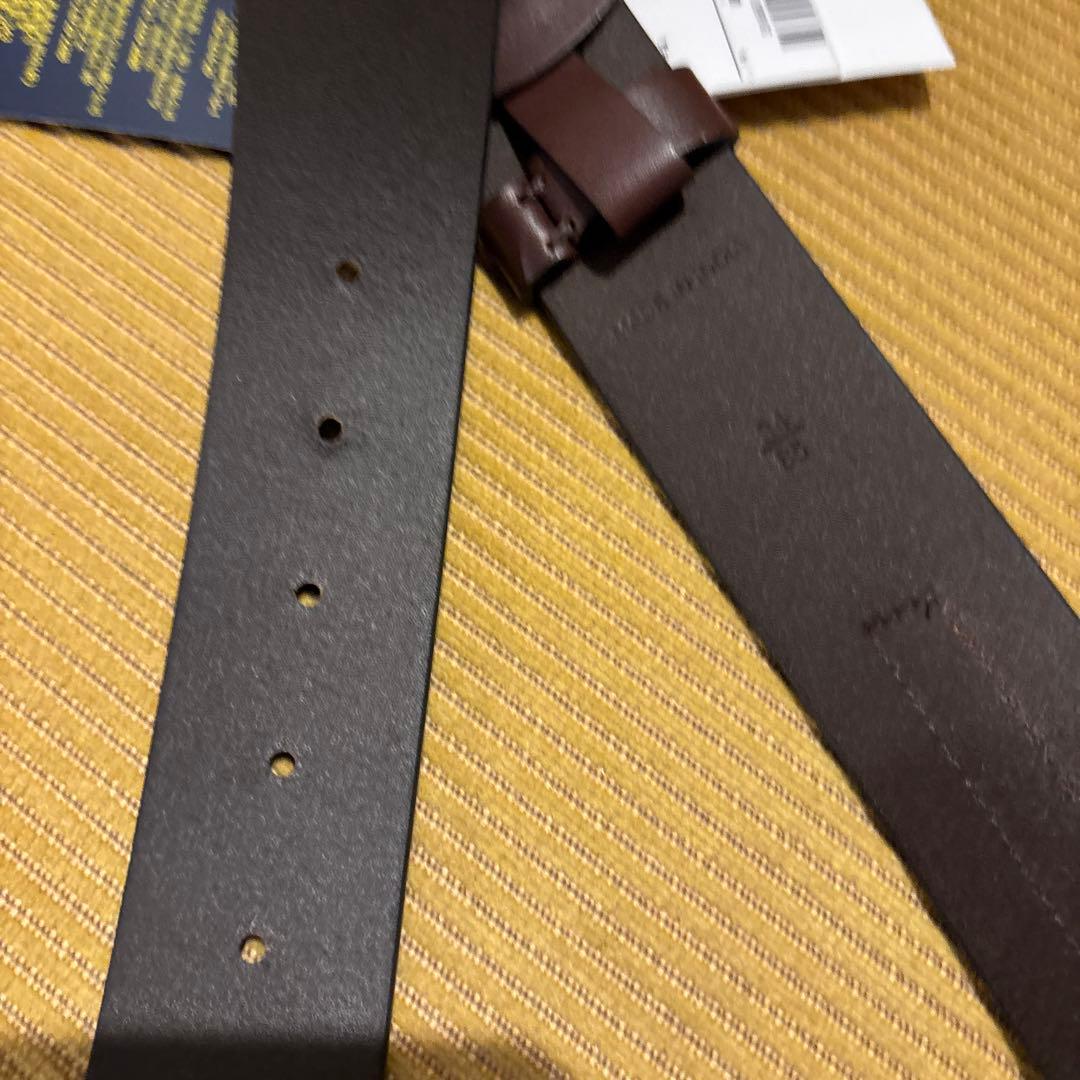 タグ付未使用 ポロラルフローレン 本革レザー 太ベルト ブラウン 34/85