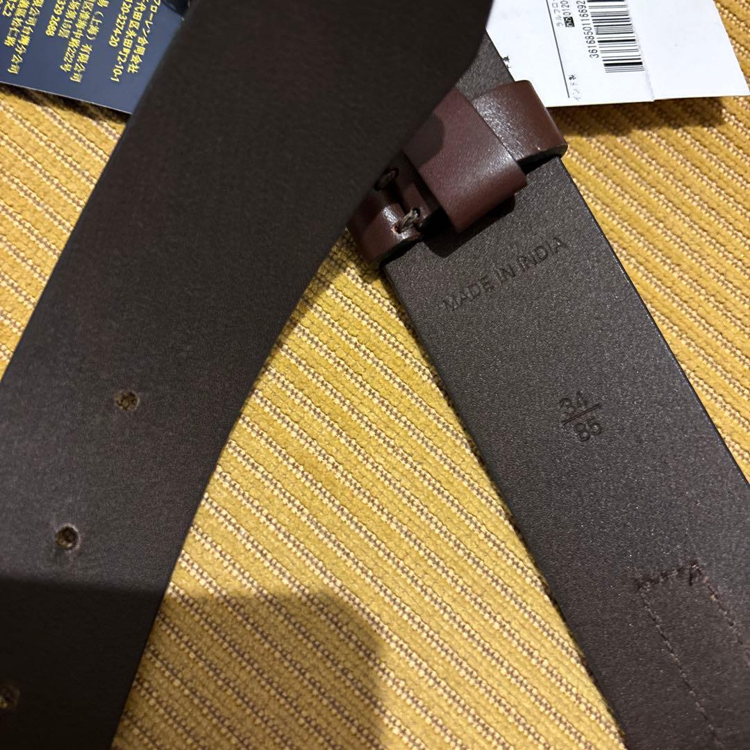 タグ付未使用 ポロラルフローレン 本革レザー 太ベルト ブラウン 34/85