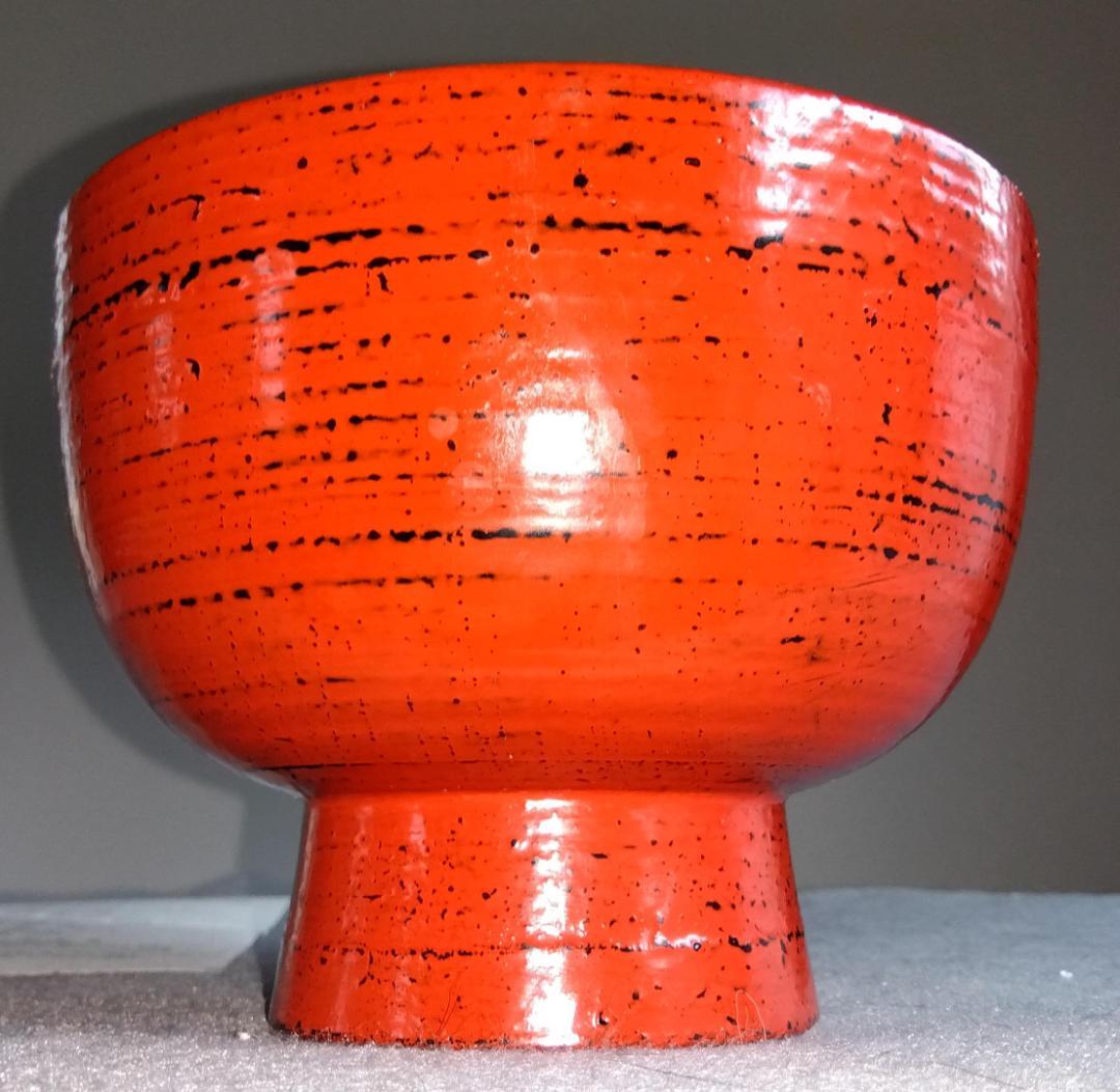 越前漆器作家　山岸厚夫　曙塗及び根来塗端麻布掛け合鹿椀ペアセット【多目的中鉢】