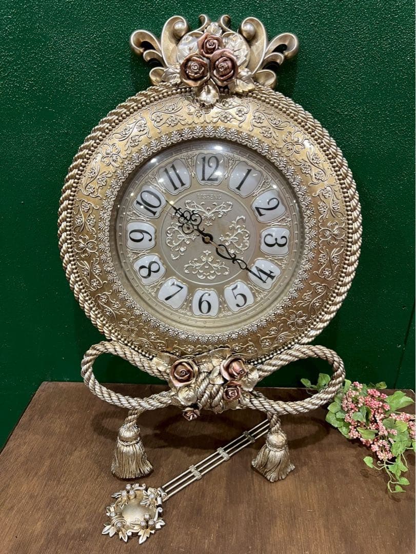 ヨーロピアン 掛時計 インテリア アンティーク ビンテージ リボン