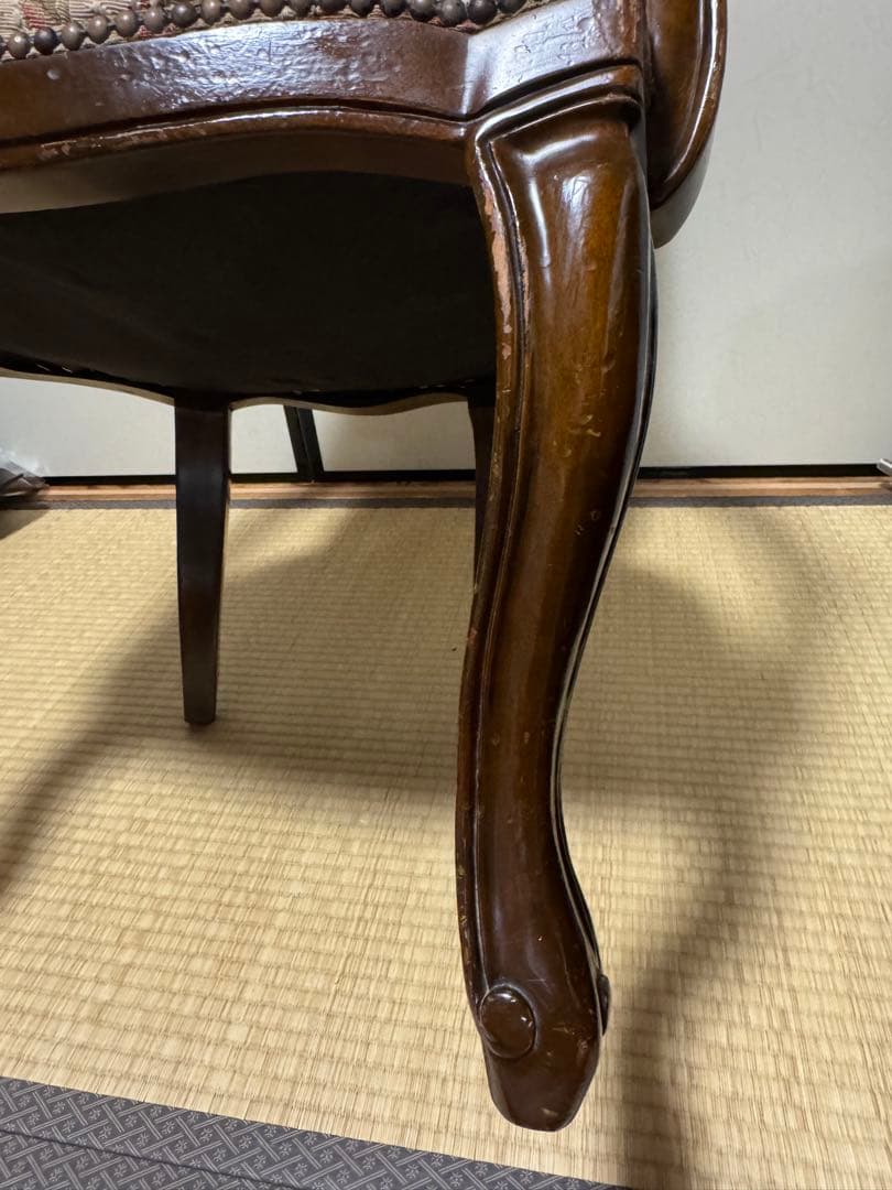 肘掛け アームチェア ゴブラン織 花柄 バラ ロココ調 猫脚 ヴィンテージ