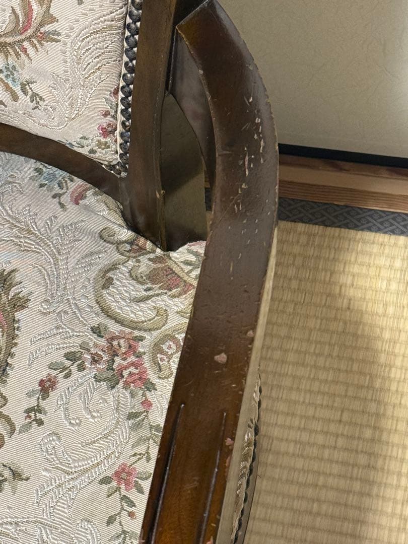 肘掛け アームチェア ゴブラン織 花柄 バラ ロココ調 猫脚 ヴィンテージ