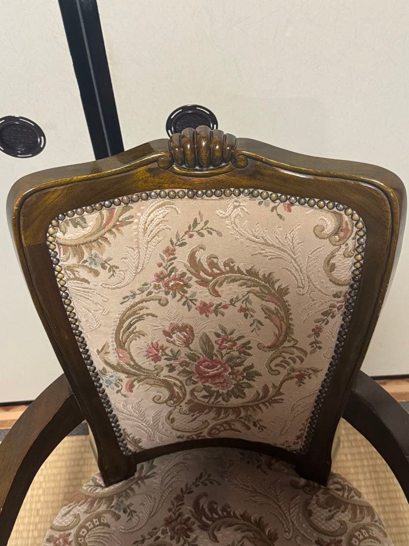 肘掛け アームチェア ゴブラン織 花柄 バラ ロココ調 猫脚 ヴィンテージ