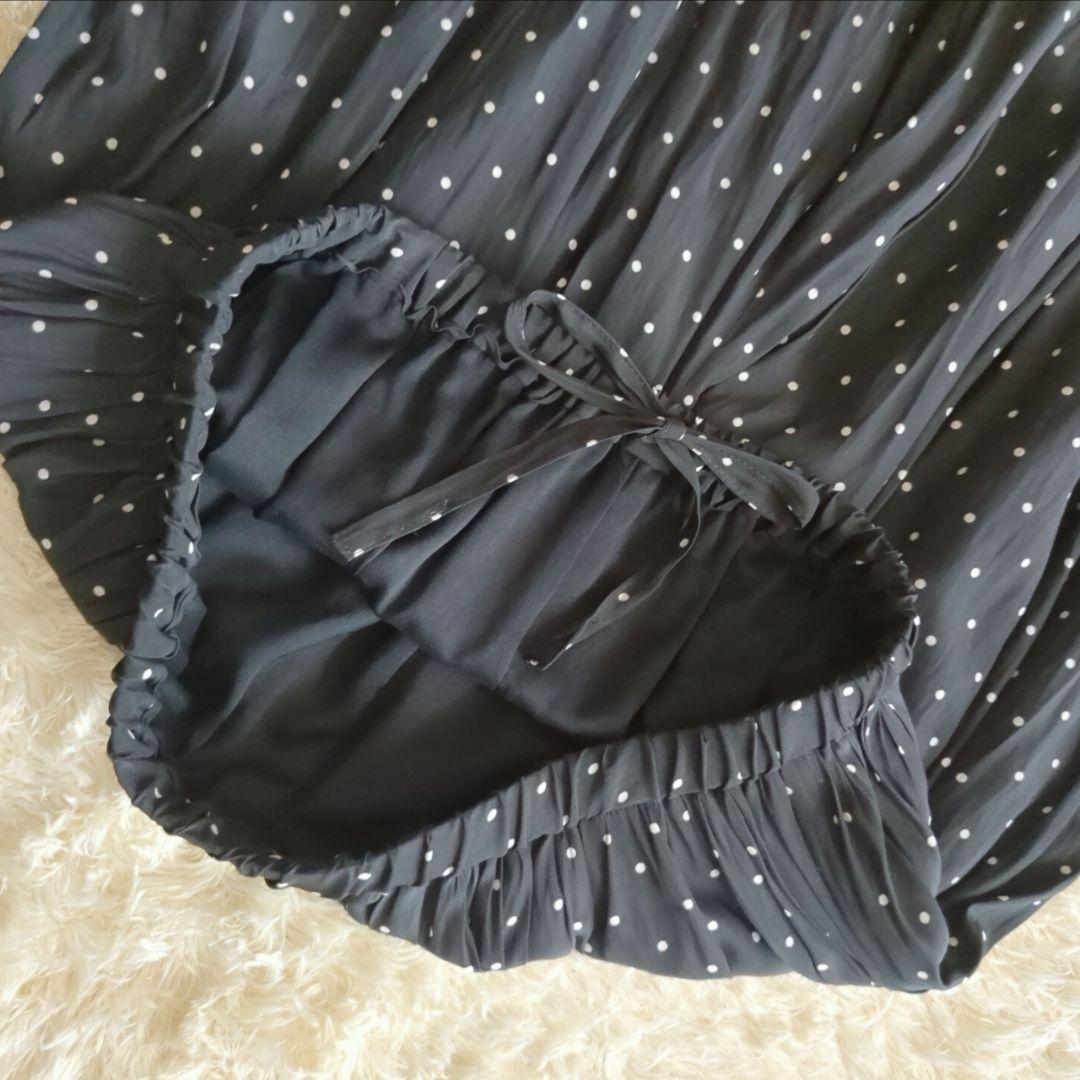 ビアズリー♥シワシフォンギャザーパンツ ドット FREE　日本製