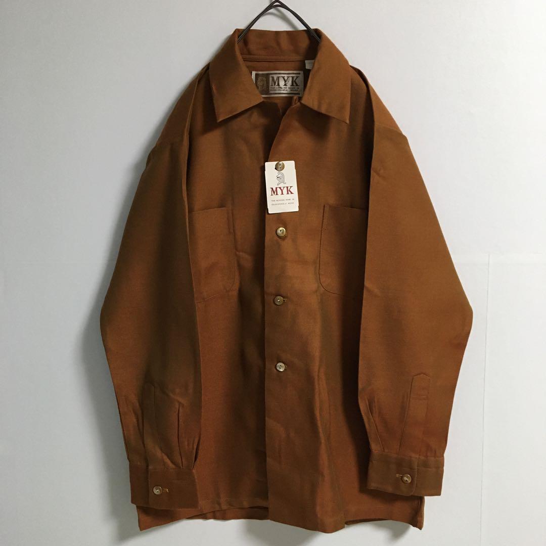 デッドストック 80s〜90s オープンカラーシャツ レアカラー シェルボタン