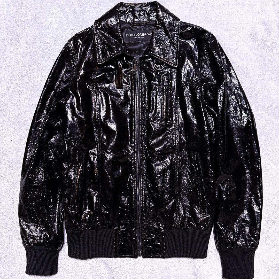 松本潤着用【極美品】ドルチェ&ガッバーナ シープスキン パテントレザー ブルゾン
